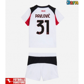 AC Milan Strahinja Pavlovic #31 Bortatröja Barn 2025-26 Kortärmad (+ Korta byxor)