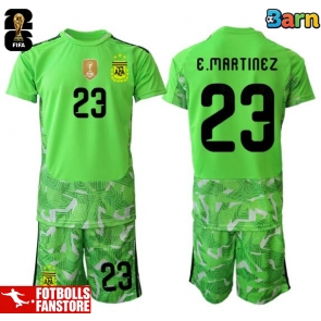 Argentina Emiliano Martinez #23 Målvakt Bortatröja Barn VM 2026 Kortärmad (+ Korta byxor)