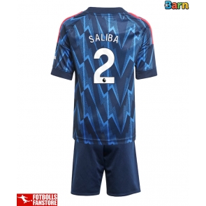 Arsenal William Saliba #2 Bortatröja Barn 2025-26 Kortärmad (+ Korta byxor)