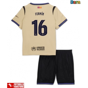 Barcelona Fermin Lopez #16 Bortatröja Barn 2025-26 Kortärmad (+ Korta byxor)