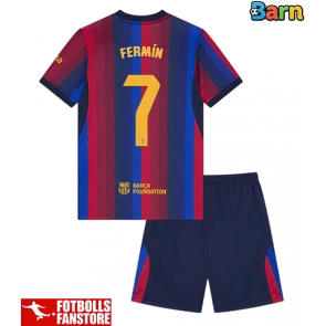 Barcelona Fermin Lopez #7 Hemmatröja Barn 2026-27 Kortärmad (+ Korta byxor)