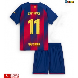 Barcelona Raphinha Belloli #11 Hemmatröja Barn 2025-26 Kortärmad (+ Korta byxor)