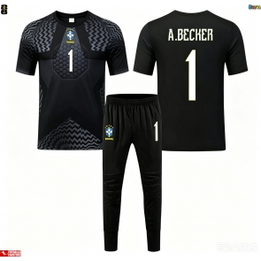 Brasilien Alisson Becker #1 Målvakt Hemmatröja Barn VM 2026 Kortärmad (+ Korta byxor)
