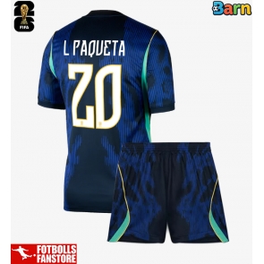 Brasilien Lucas Paqueta #20 Bortatröja Barn VM 2026 Kortärmad (+ Korta byxor)