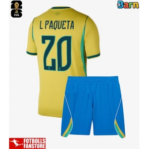 Brasilien Lucas Paqueta #20 Hemmatröja Barn VM 2026 Kortärmad (+ Korta byxor)