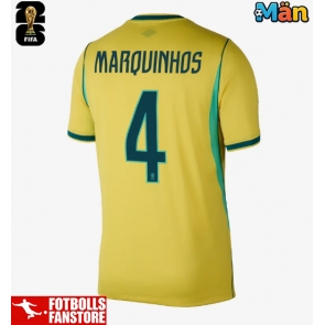 Brasilien Marquinhos #4 Hemmatröja VM 2026 Kortärmad