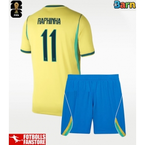 Brasilien Raphinha Belloli #11 Hemmatröja Barn VM 2026 Kortärmad (+ Korta byxor)