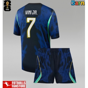 Brasilien Vinicius Junior #7 Bortatröja Barn VM 2026 Kortärmad (+ Korta byxor)
