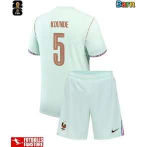 Frankrike Jules Kounde #5 Bortatröja Barn VM 2026 Kortärmad (+ Korta byxor)