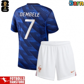 Frankrike Ousmane Dembele #7 Hemmatröja Barn VM 2026 Kortärmad (+ Korta byxor)