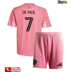 Inter Miami Rodrigo De Paul #7 Hemmatröja Barn 2025-26 Kortärmad (+ Korta byxor)