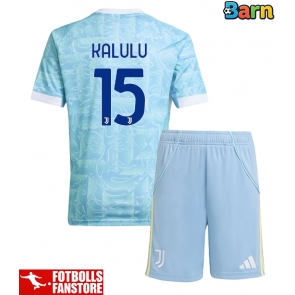 Juventus Pierre Kalulu #15 Bortatröja Barn 2025-26 Kortärmad (+ Korta byxor)