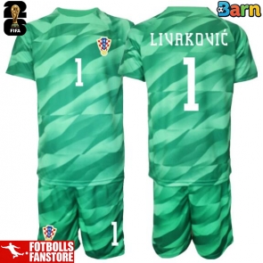 Kroatien Dominik Livakovic #1 Målvakt Bortatröja Barn VM 2026 Kortärmad (+ Korta byxor)