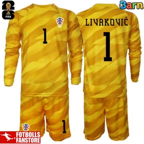 Kroatien Dominik Livakovic #1 Målvakt Hemmatröja Barn VM 2026 Långärmad (+ Korta byxor)