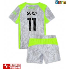 Manchester City Jeremy Doku #11 Tredje Tröja Barn 2025-26 Kortärmad (+ Korta byxor)