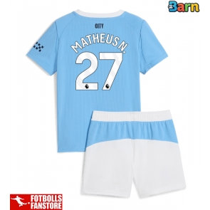 Manchester City Matheus Nunes #27 Hemmatröja Barn 2025-26 Kortärmad (+ Korta byxor)