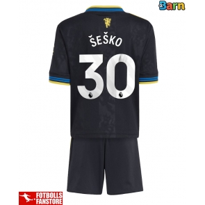 Manchester United Benjamin Sesko #30 Tredje Tröja Barn 2025-26 Kortärmad (+ Korta byxor)