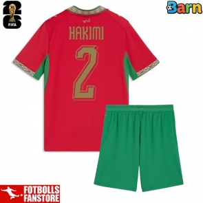 Marocko Achraf Hakimi #2 Hemmatröja Barn VM 2026 Kortärmad (+ Korta byxor)