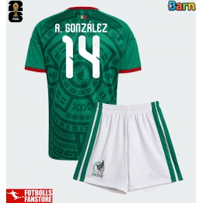 Mexiko Armando Gonzalez #14 Hemmatröja Barn VM 2026 Kortärmad (+ Korta byxor)