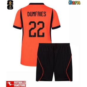 Nederländerna Denzel Dumfries #22 Hemmatröja Barn VM 2026 Kortärmad (+ Korta byxor)