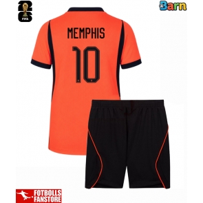 Nederländerna Memphis Depay #10 Hemmatröja Barn VM 2026 Kortärmad (+ Korta byxor)