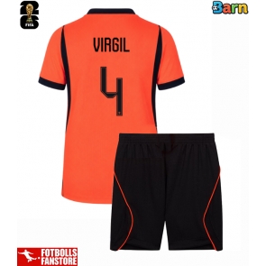 Nederländerna Virgil van Dijk #4 Hemmatröja Barn VM 2026 Kortärmad (+ Korta byxor)