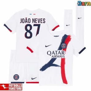 Paris Saint-Germain Joao Neves #87 Bortatröja Barn 2025-26 Kortärmad (+ Korta byxor)