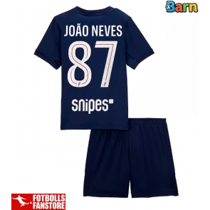 Paris Saint-Germain Joao Neves #87 Hemmatröja Barn 2025-26 Kortärmad (+ Korta byxor)