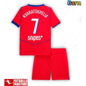 Paris Saint-Germain Khvicha Kvaratskhelia #7 Tredje Tröja Barn 2025-26 Kortärmad (+ Korta byxor)