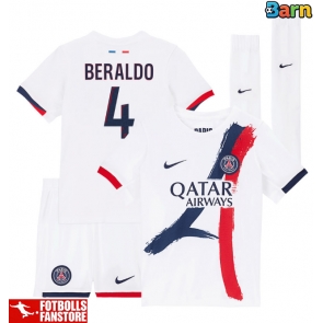 Paris Saint-Germain Lucas Beraldo #4 Bortatröja Barn 2025-26 Kortärmad (+ Korta byxor)