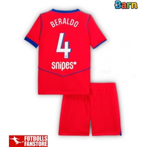 Paris Saint-Germain Lucas Beraldo #4 Tredje Tröja Barn 2025-26 Kortärmad (+ Korta byxor)