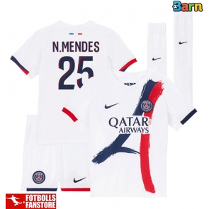Paris Saint-Germain Nuno Mendes #25 Bortatröja Barn 2025-26 Kortärmad (+ Korta byxor)