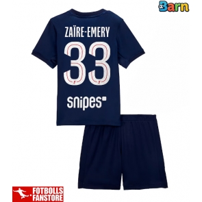 Paris Saint-Germain Warren Zaire-Emery #33 Hemmatröja Barn 2025-26 Kortärmad (+ Korta byxor)