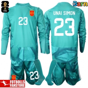 Spanien Unai Simon #23 Målvakt Bortatröja Barn VM 2026 Långärmad (+ Korta byxor)