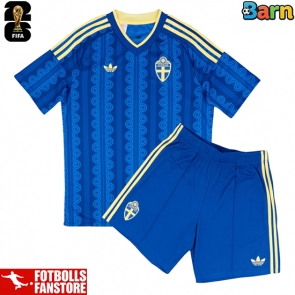 Sverige Bortatröja Barn VM 2026 Kortärmad (+ Korta byxor)