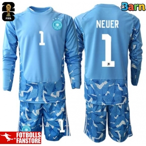 Tyskland Manuel Neuer #1 Målvakt Bortatröja Barn VM 2026 Långärmad (+ Korta byxor)