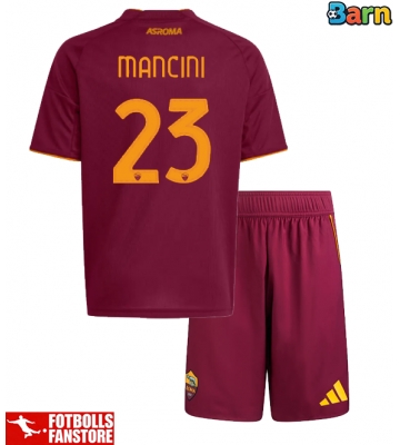 AS Roma Gianluca Mancini #23 Hemmatröja Barn 2025-26 Kortärmad (+ Korta byxor)