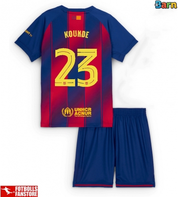Barcelona Jules Kounde #23 Hemmatröja Barn 2025-26 Kortärmad (+ Korta byxor)