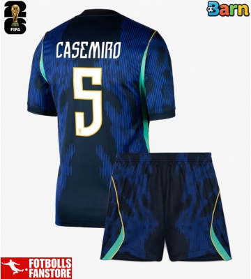 Brasilien Casemiro #5 Bortatröja Barn VM 2026 Kortärmad (+ Korta byxor)