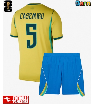 Brasilien Casemiro #5 Hemmatröja Barn VM 2026 Kortärmad (+ Korta byxor)