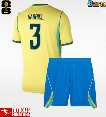 Brasilien Gabriel Magalhaes #3 Hemmatröja Barn VM 2026 Kortärmad (+ Korta byxor)