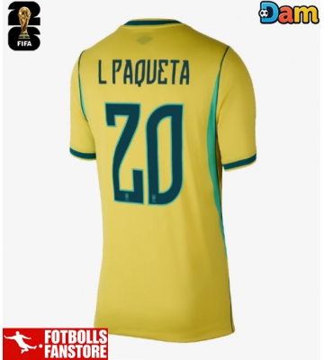 Brasilien Lucas Paqueta #20 Hemmatröja Dam VM 2026 Kortärmad