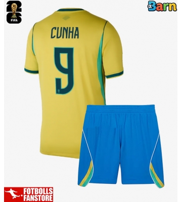 Brasilien Matheus Cunha #9 Hemmatröja Barn VM 2026 Kortärmad (+ Korta byxor)
