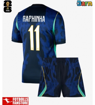 Brasilien Raphinha Belloli #11 Bortatröja Barn VM 2026 Kortärmad (+ Korta byxor)