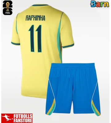 Brasilien Raphinha Belloli #11 Hemmatröja Barn VM 2026 Kortärmad (+ Korta byxor)