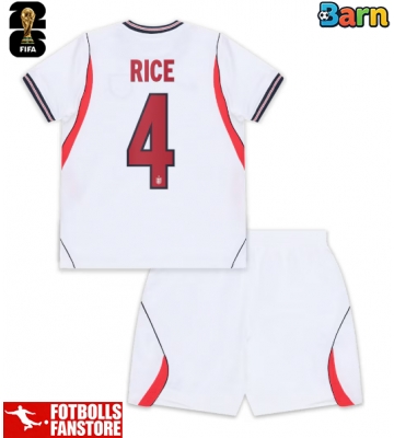 England Declan Rice #4 Hemmatröja Barn VM 2026 Kortärmad (+ Korta byxor)