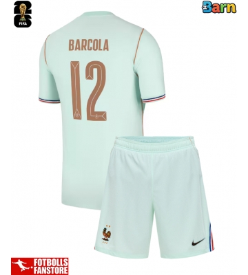 Frankrike Bradley Barcola #12 Bortatröja Barn VM 2026 Kortärmad (+ Korta byxor)
