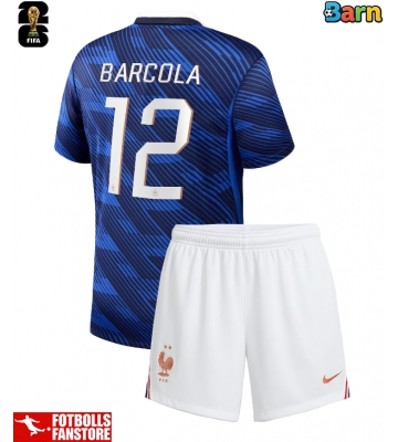 Frankrike Bradley Barcola #12 Hemmatröja Barn VM 2026 Kortärmad (+ Korta byxor)