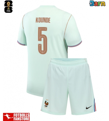 Frankrike Jules Kounde #5 Bortatröja Barn VM 2026 Kortärmad (+ Korta byxor)