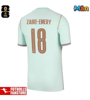 Frankrike Warren Zaire-Emery #18 Bortatröja VM 2026 Kortärmad